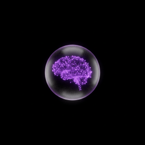Glass sphere with a glowing neural network inside