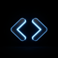 Glass angle-bracket shapes glowing blue